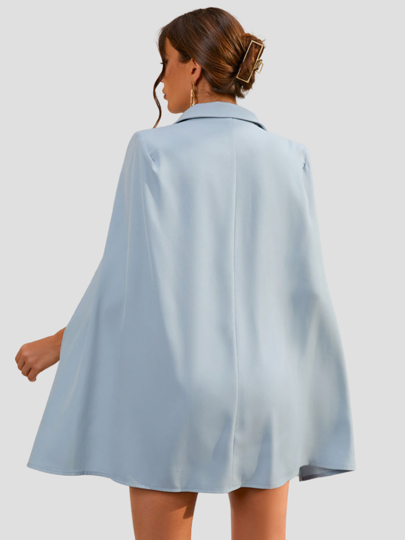 Ava | Chic Cape Style Double Breasted Mini Dress for Elegant Occasions