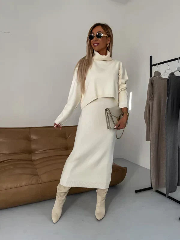 Ava | Cozy Elegant Turtleneck Sweater Dress for Women