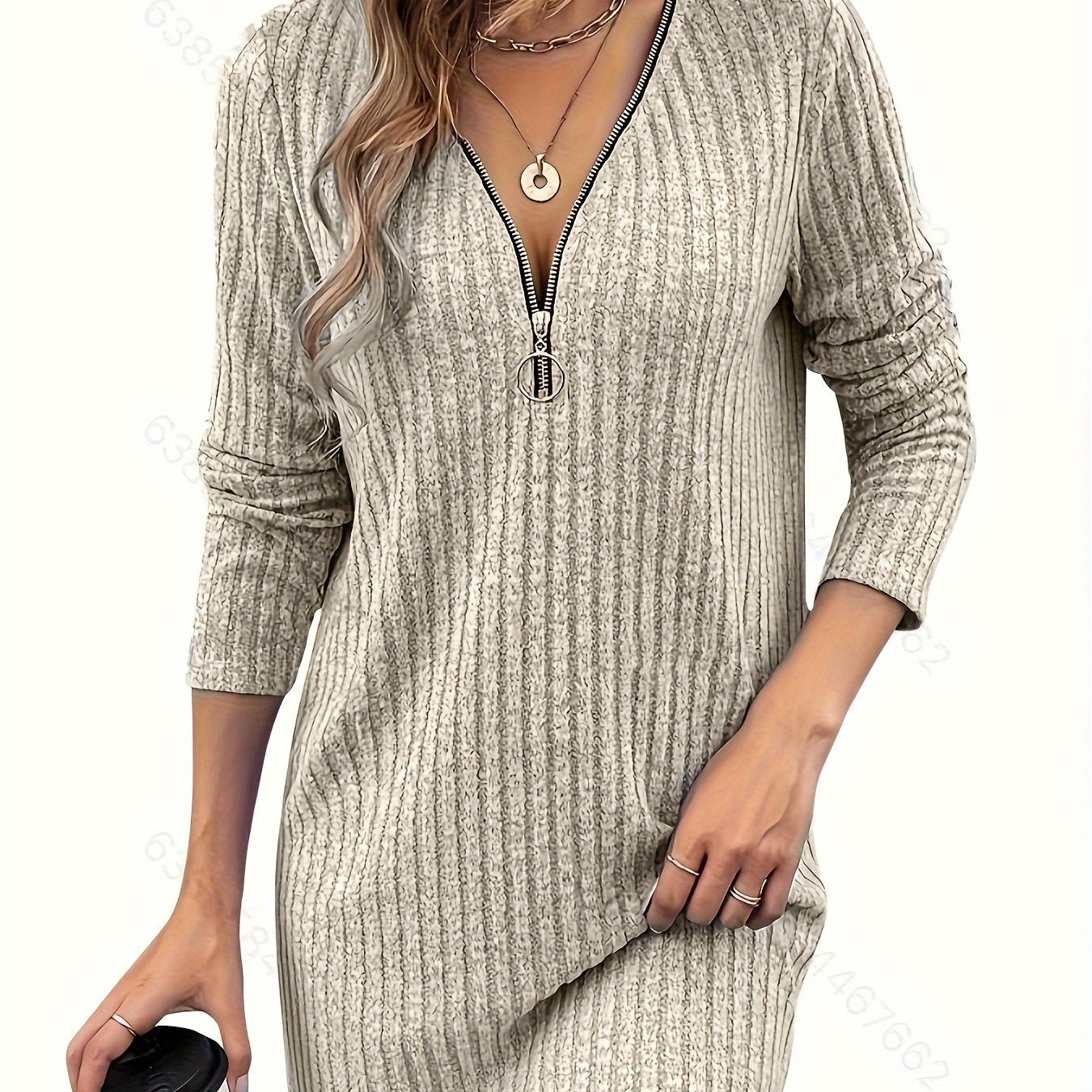 Ava | Cozy Ribbed Plus Size Mini Dress
