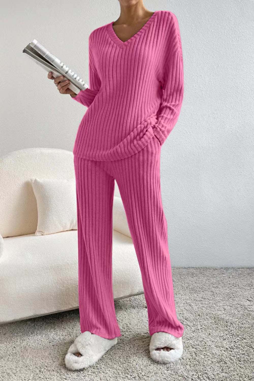 Ava | Soft Cozy Ribbed Womens Lounge Set