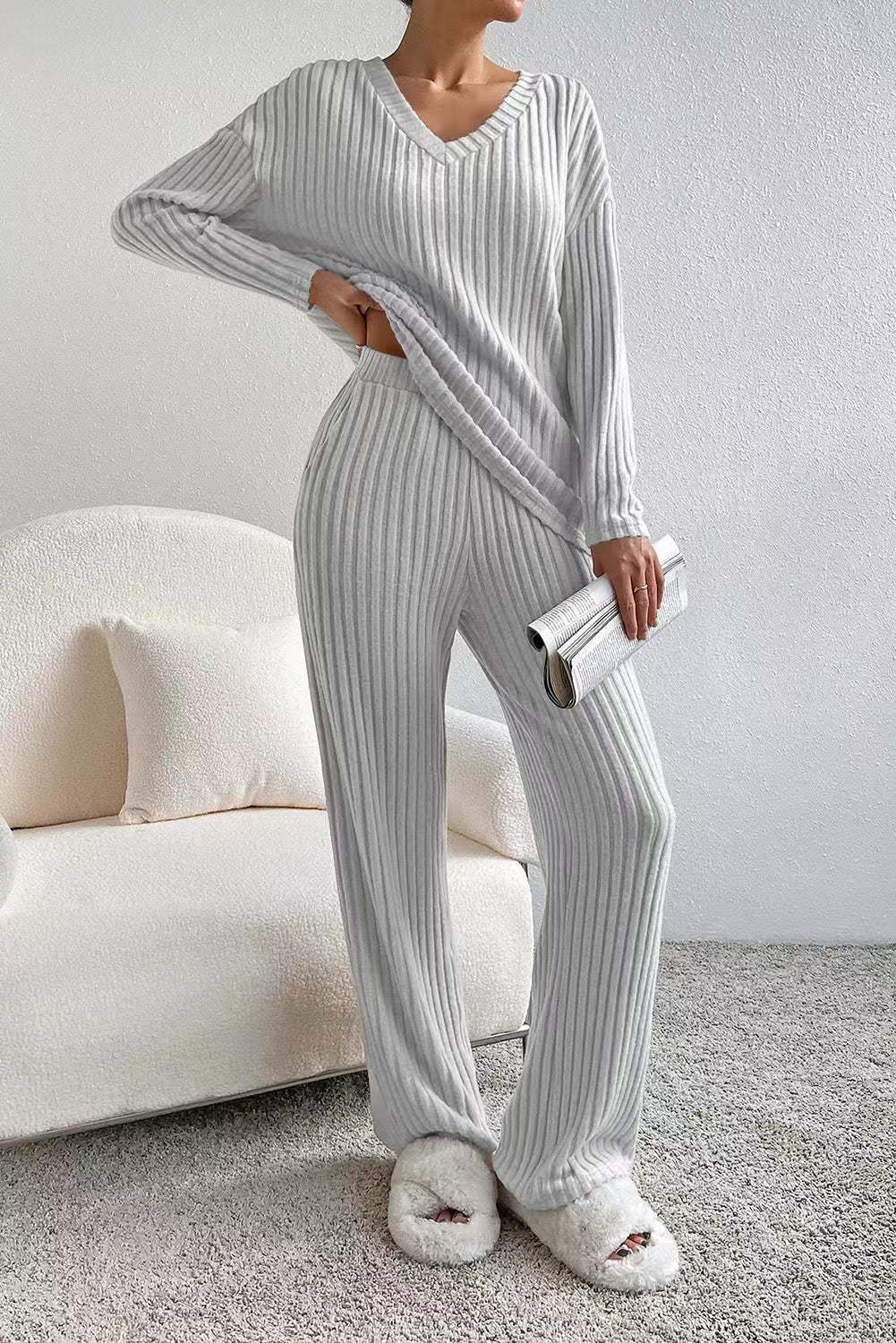 Ava | Soft Cozy Ribbed Womens Lounge Set