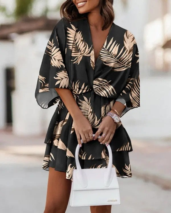 Ava | Vibrant Floral Summer Dress with Long Sleeves
