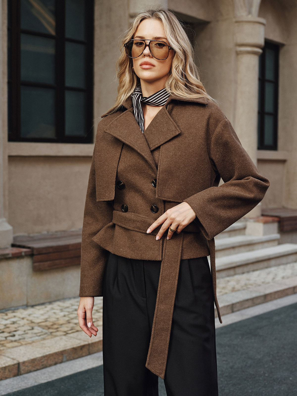 Cassidy | Tweed Coat with Belted Design | Stylish Outerwear for Every Occasion VIP