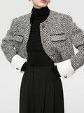 Chic Tweed Boucle Crop Blazer with Long Sleeves | Stylish Layering Piece for Effortless Elegance