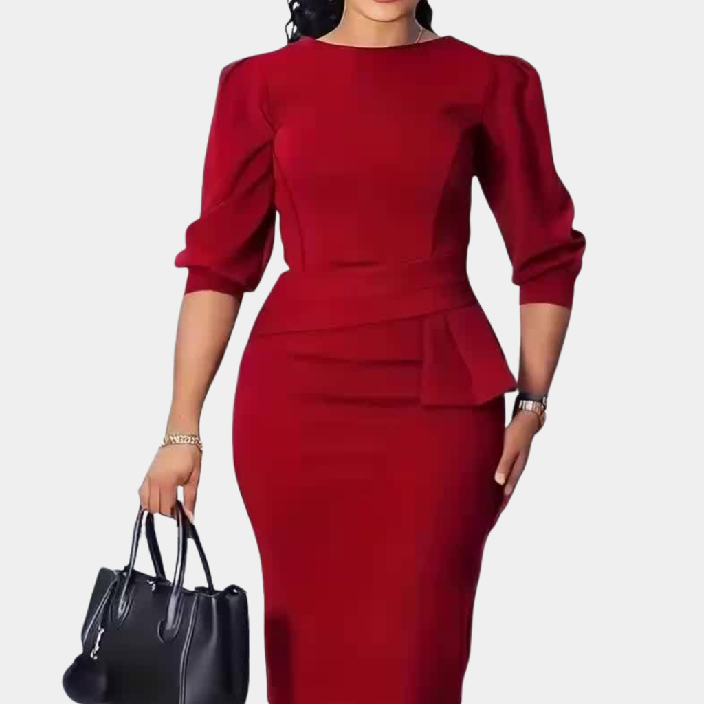 Clara | Elegant Ruffle Midi Dress for Wedding Guests