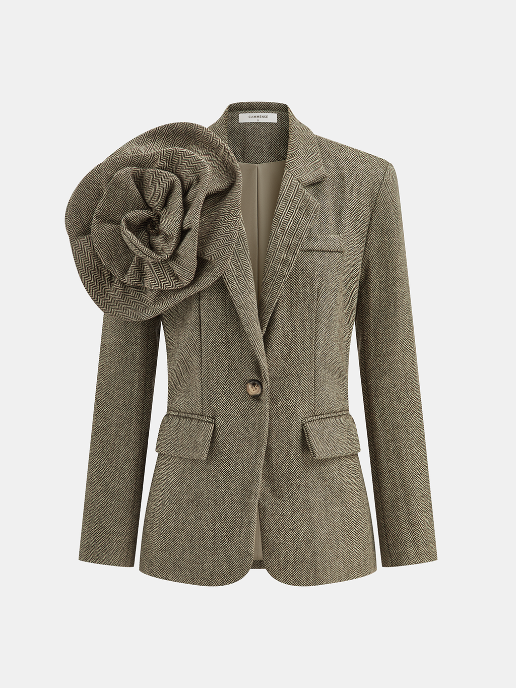 Elegant Tweed Blazer with 3D Flower Design | Stylish Long Sleeve Jacket for Chic Outfits VIP