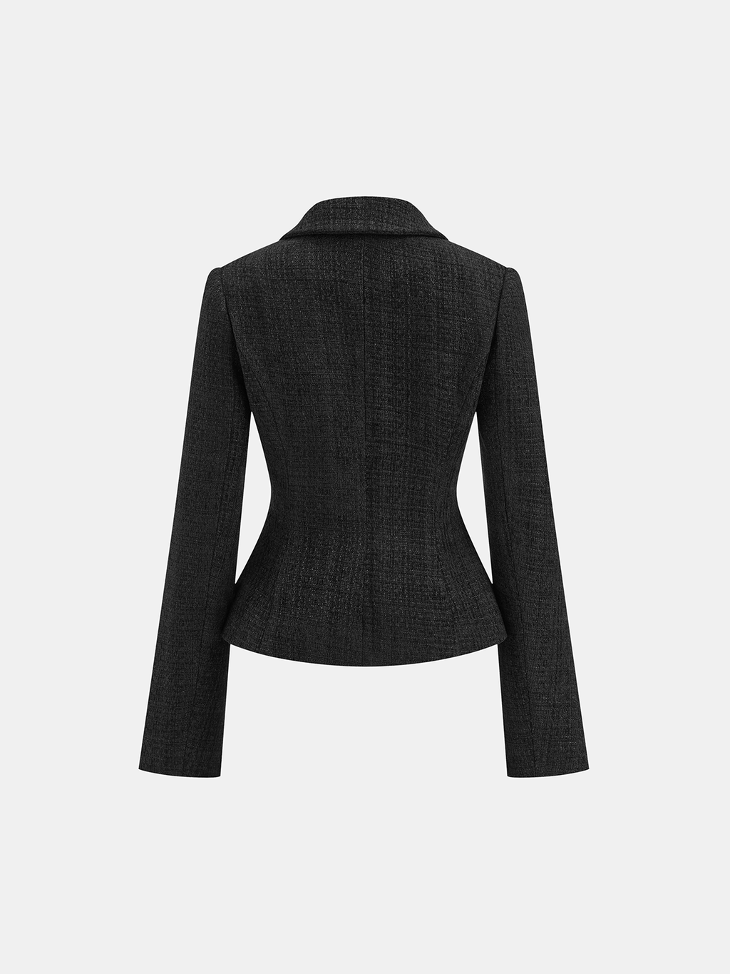 Elegant Tweed Fitted Lapel Blazer with Long Sleeves | Slim Fit for Stylish Comfort VIP