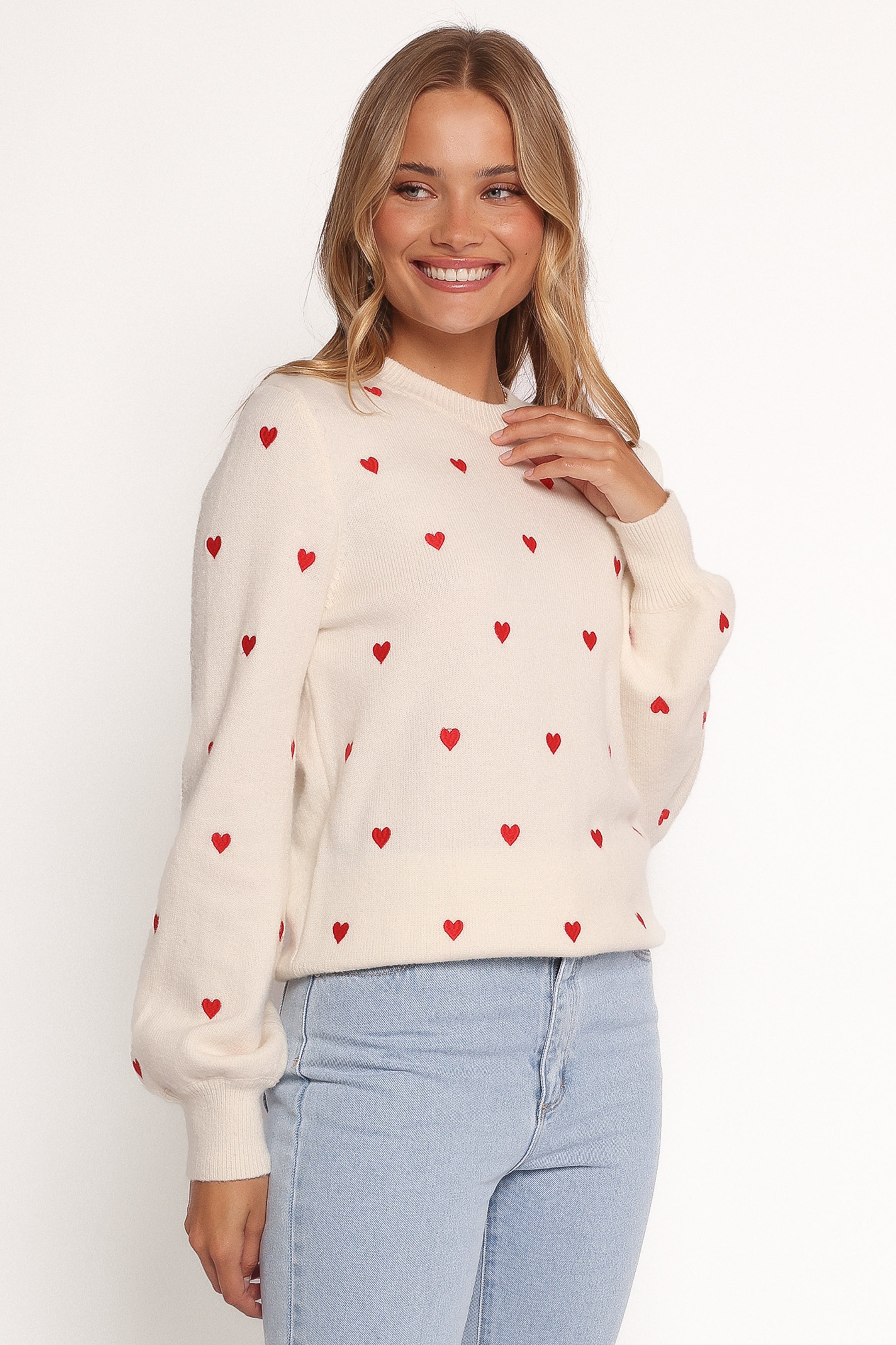 Ella | Cozy Heart Patterned Knit Sweater for Women