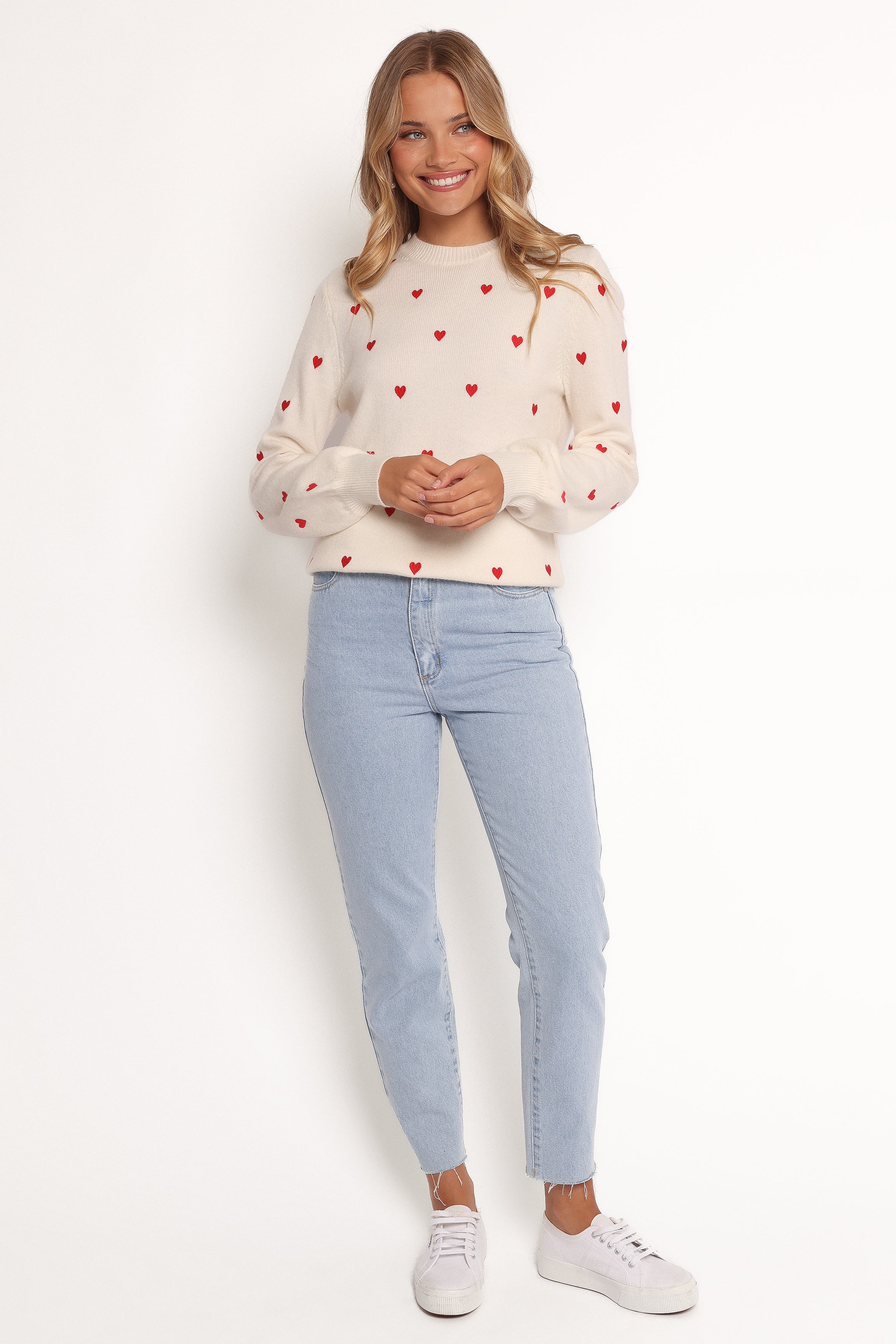 Ella | Cozy Heart Patterned Knit Sweater for Women