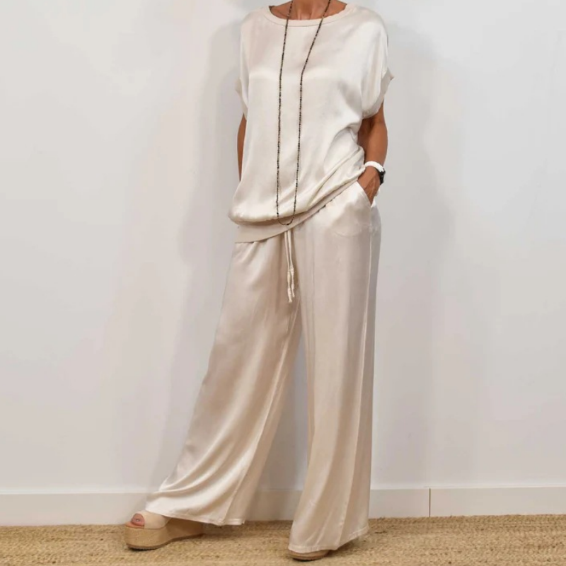 Ella | Elegant Chic Satin Two-Piece Set for Women