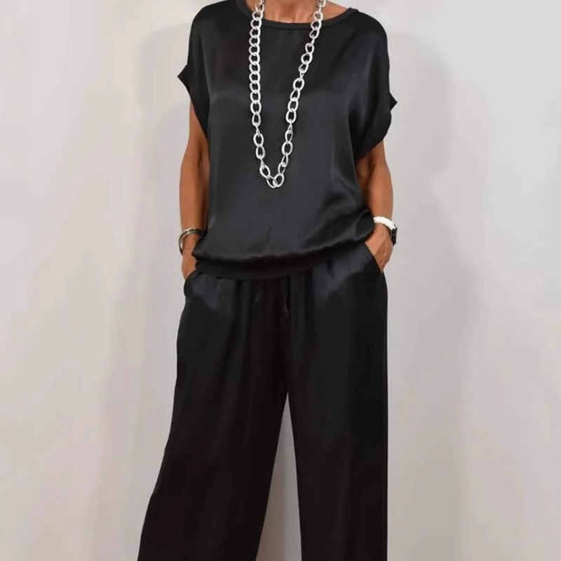 Ella | Elegant Chic Satin Two-Piece Set for Women