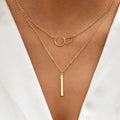 Timeless Gold Double Circle Pendant Necklace