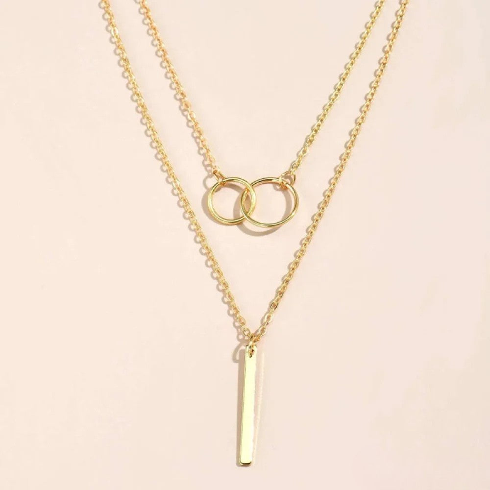 Timeless Gold Double Circle Pendant Necklace