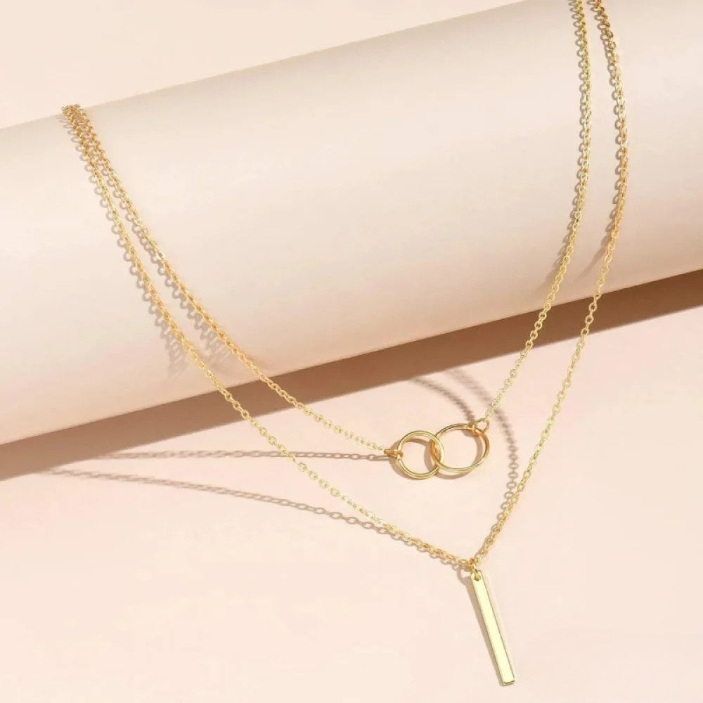 Timeless Gold Double Circle Pendant Necklace