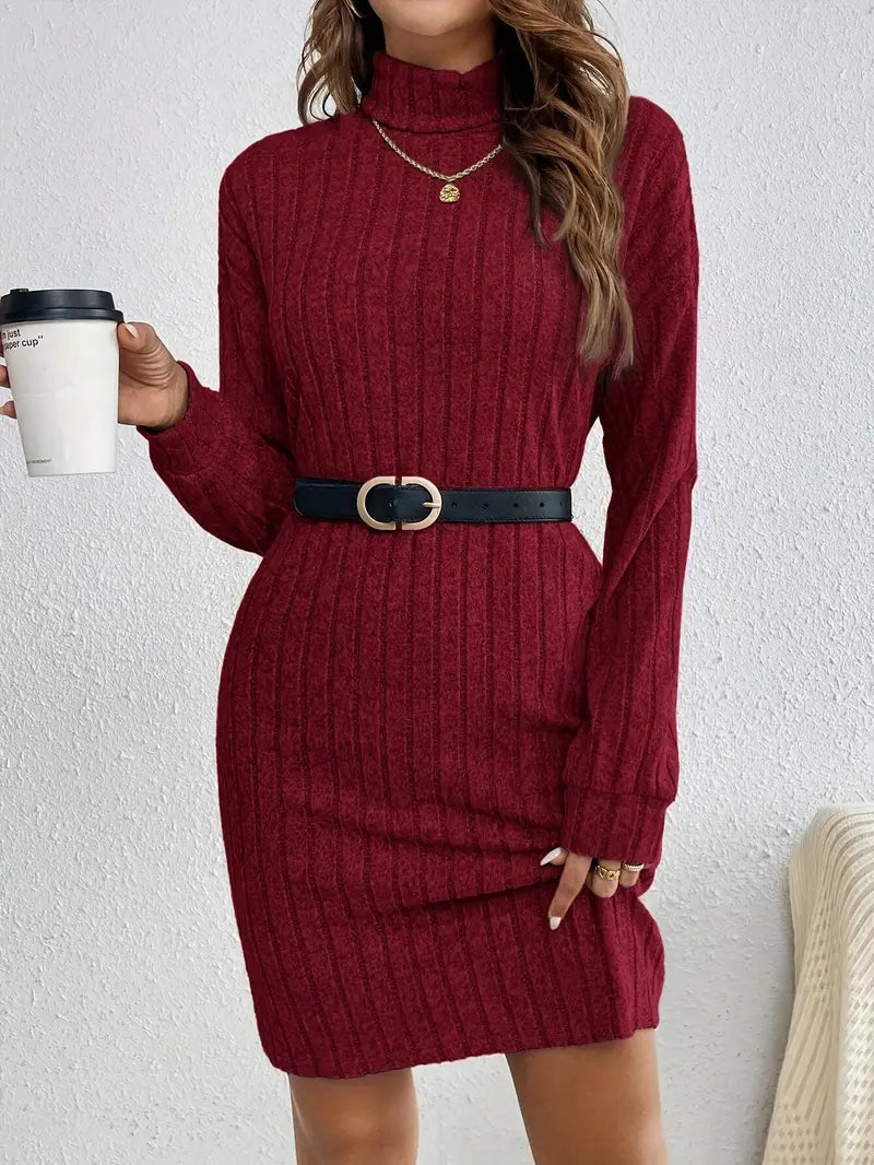Emily | Cozy Ribbed Long Sleeve Mini Dress