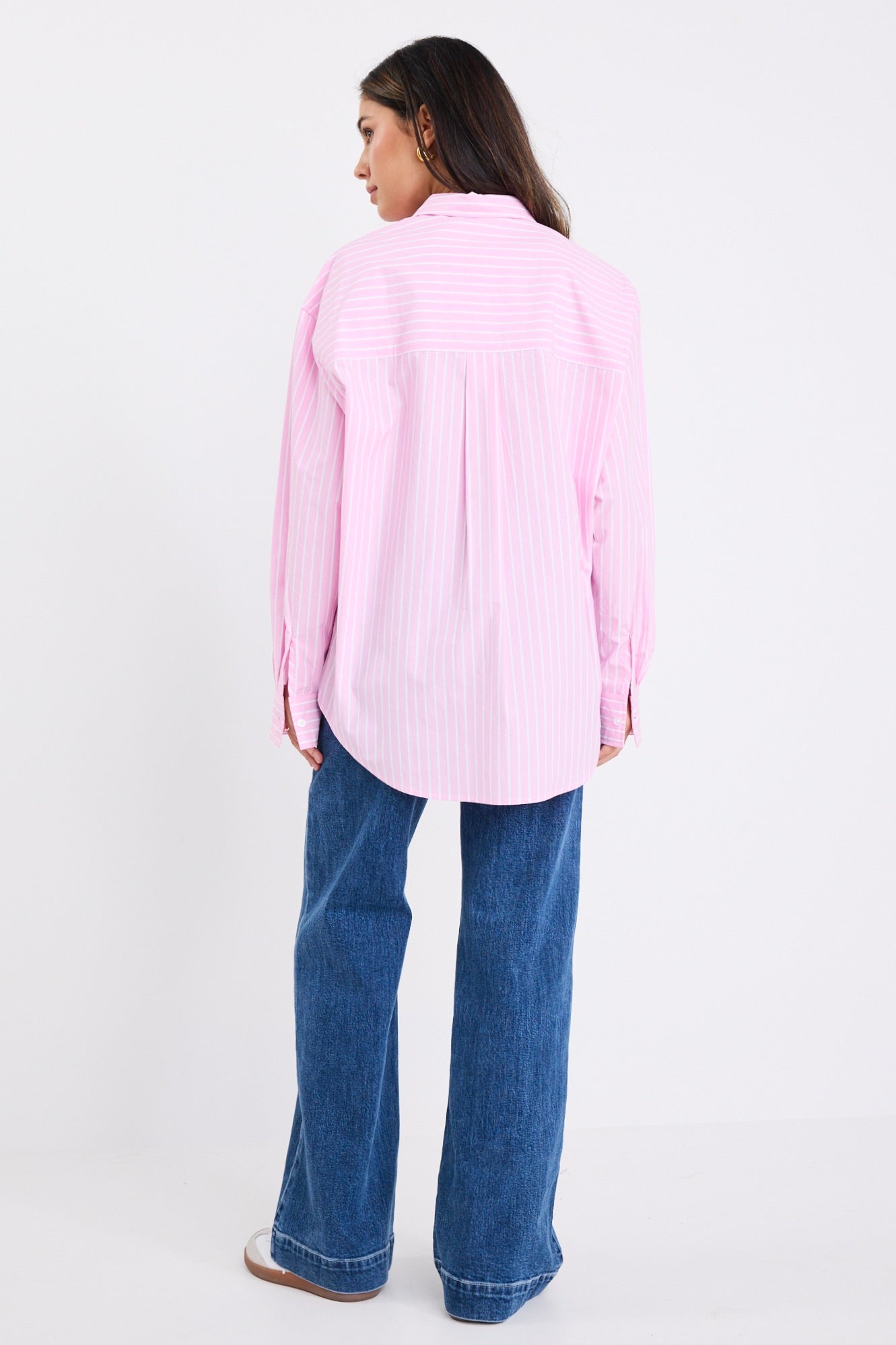 Emily | Relaxed Pink Stripe Oversized Shirt