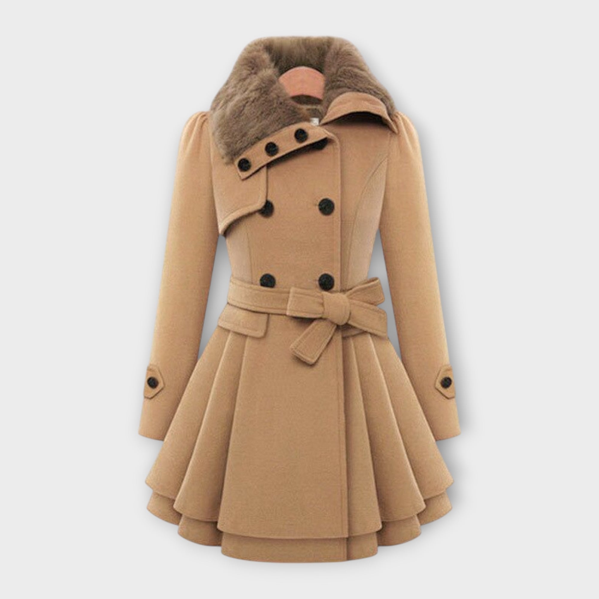 Emily | Stylish Long Wool Coat for Women with Faux Fur Collar