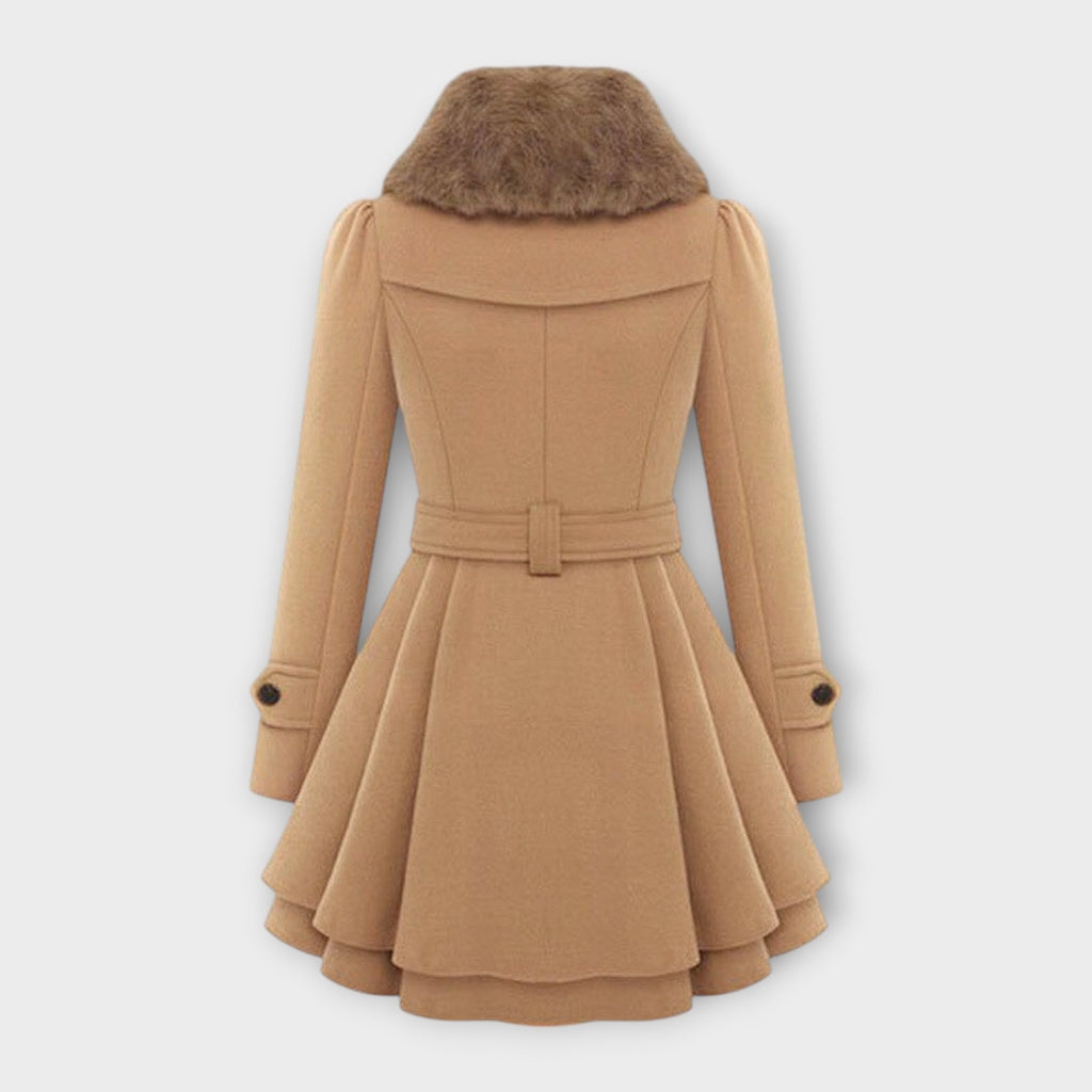 Emily | Stylish Long Wool Coat for Women with Faux Fur Collar