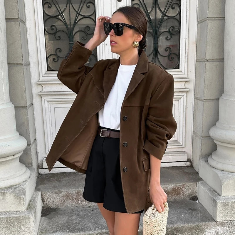 Emily | Stylish Vintage Brown Suede Jacket