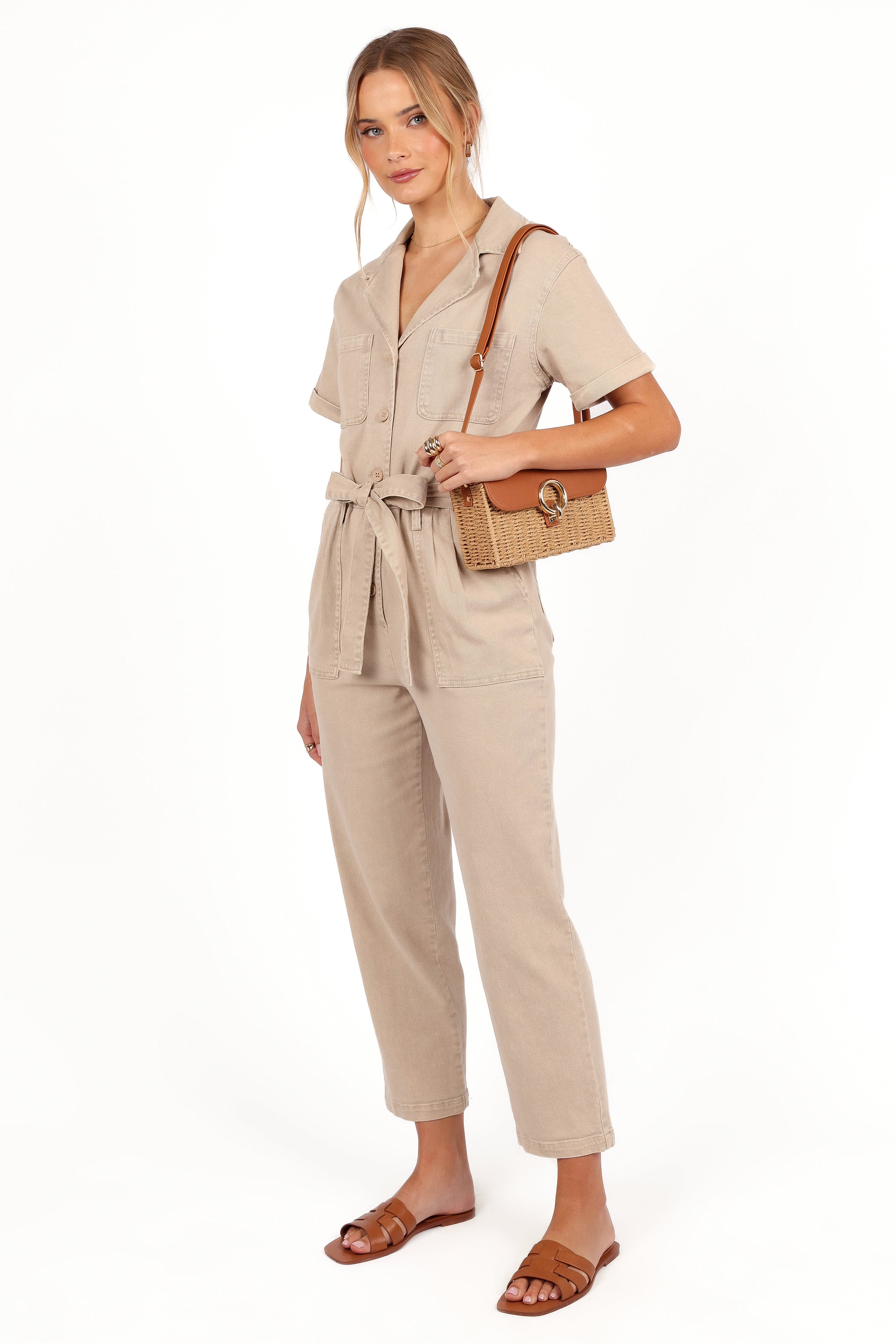 Emma | Chic Khaki Denim Jumpsuit for Women
