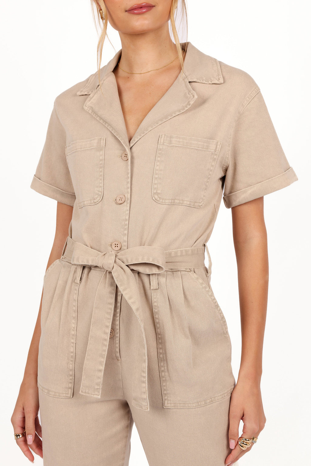 Emma | Chic Khaki Denim Jumpsuit for Women