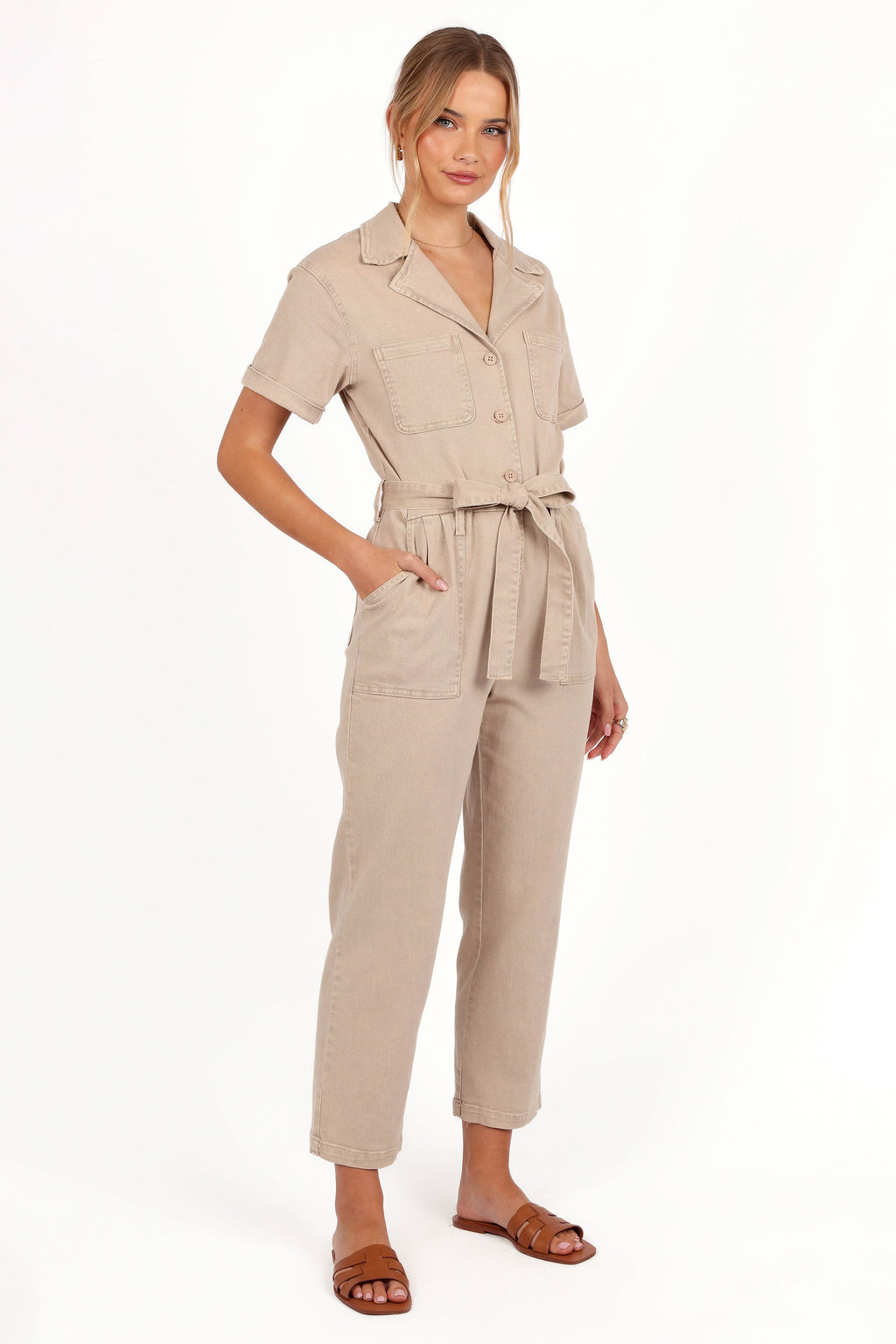 Emma | Chic Khaki Denim Jumpsuit for Women