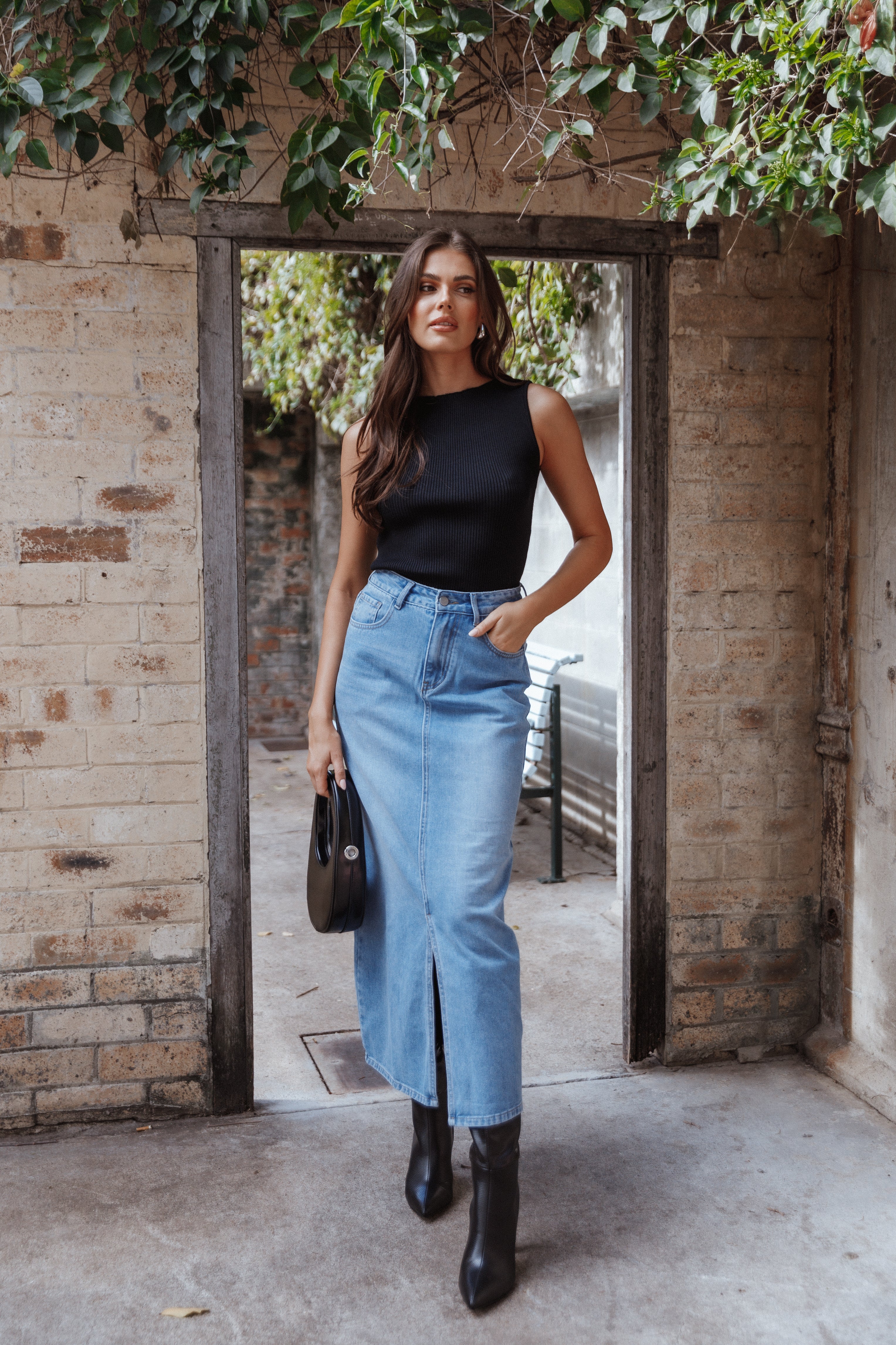 Emma | Stylish Chic Denim Midi Skirt for Women