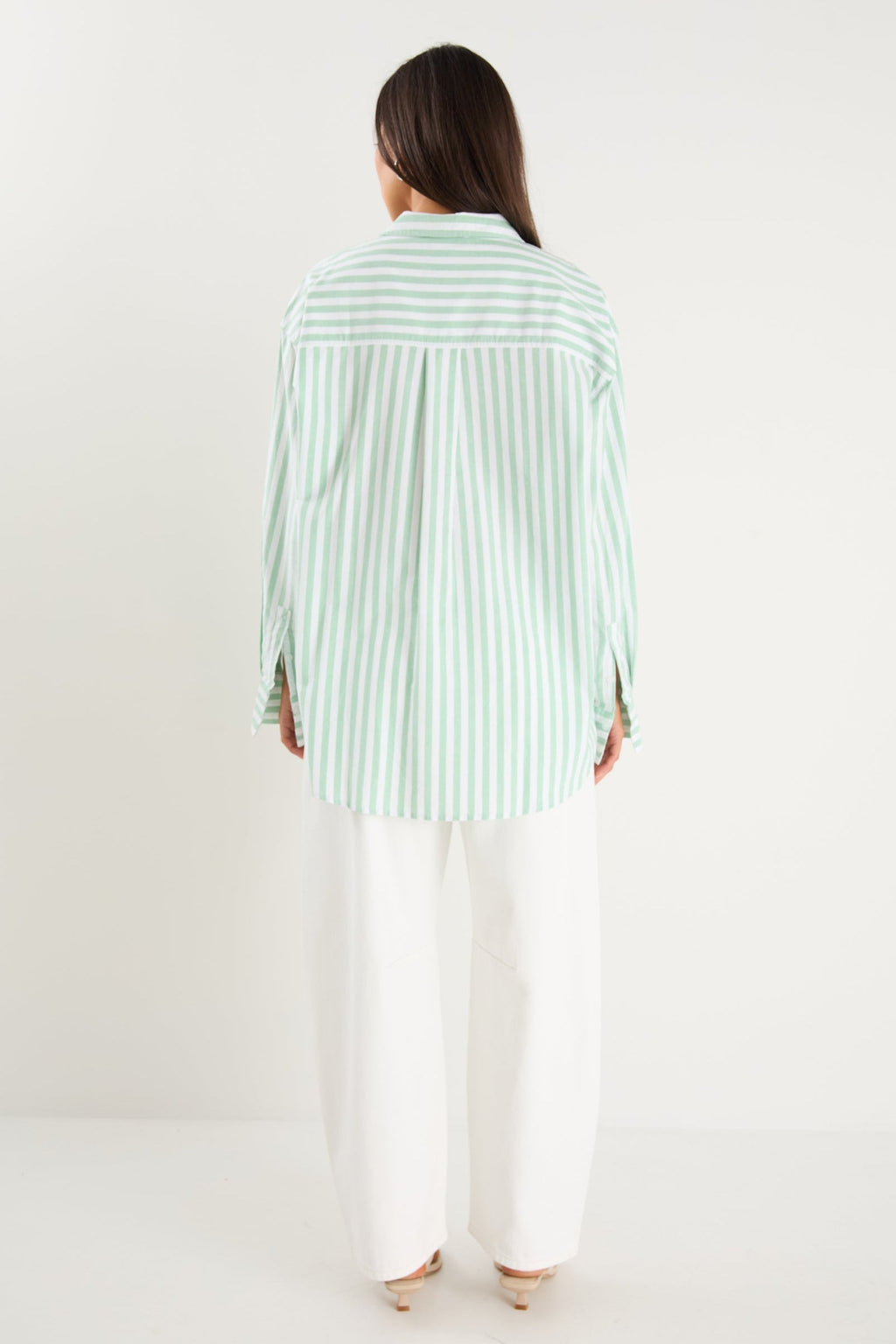 Ethan | Relaxed Green Striped Oversized Shirt