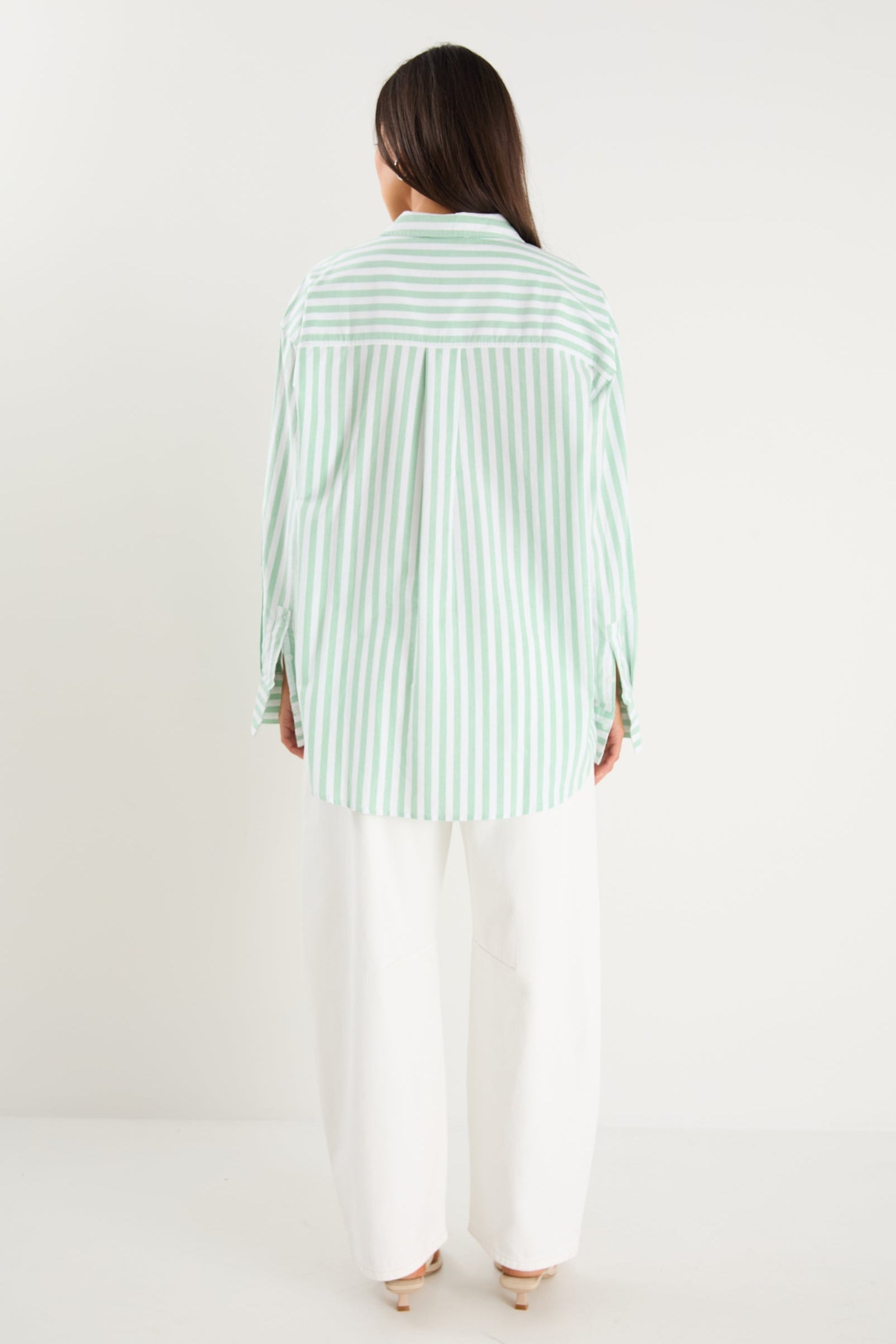 Ethan | Relaxed Green Striped Oversized Shirt