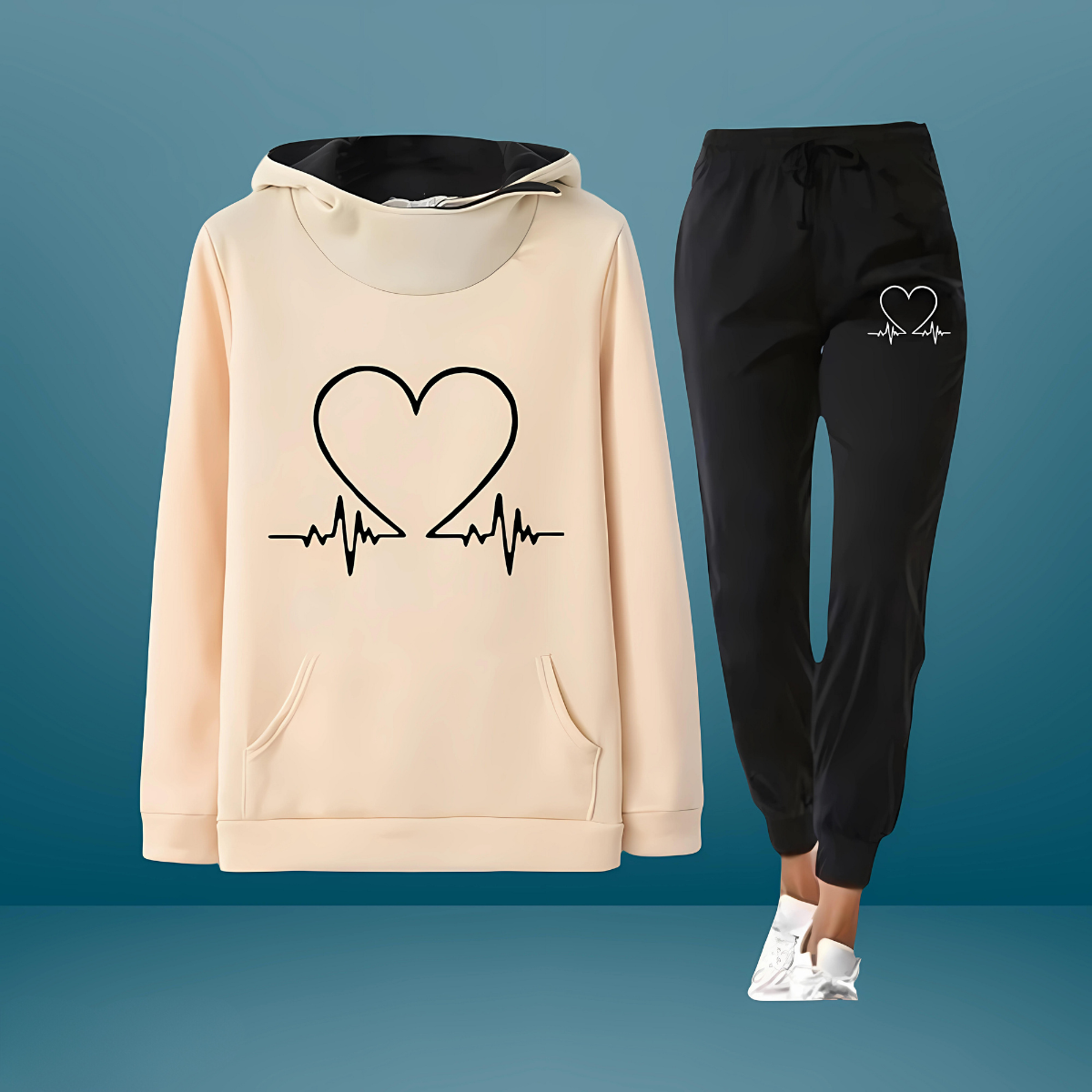 Liam | Cozy Heartbeat Hoodie and Sweatpants Set for Women