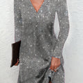 Madison | Glamorous Glitter V Neck Cocktail Dress