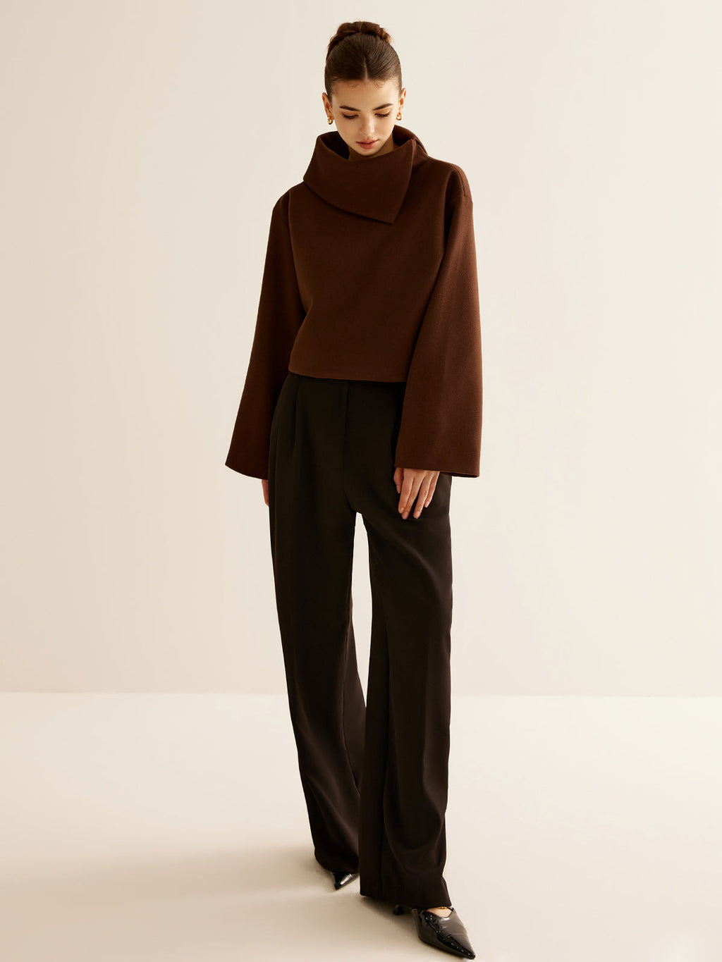 Mariam | Plain Turtleneck Tweed Top with Long Sleeves | Comfortable Fit for Everyday Wear