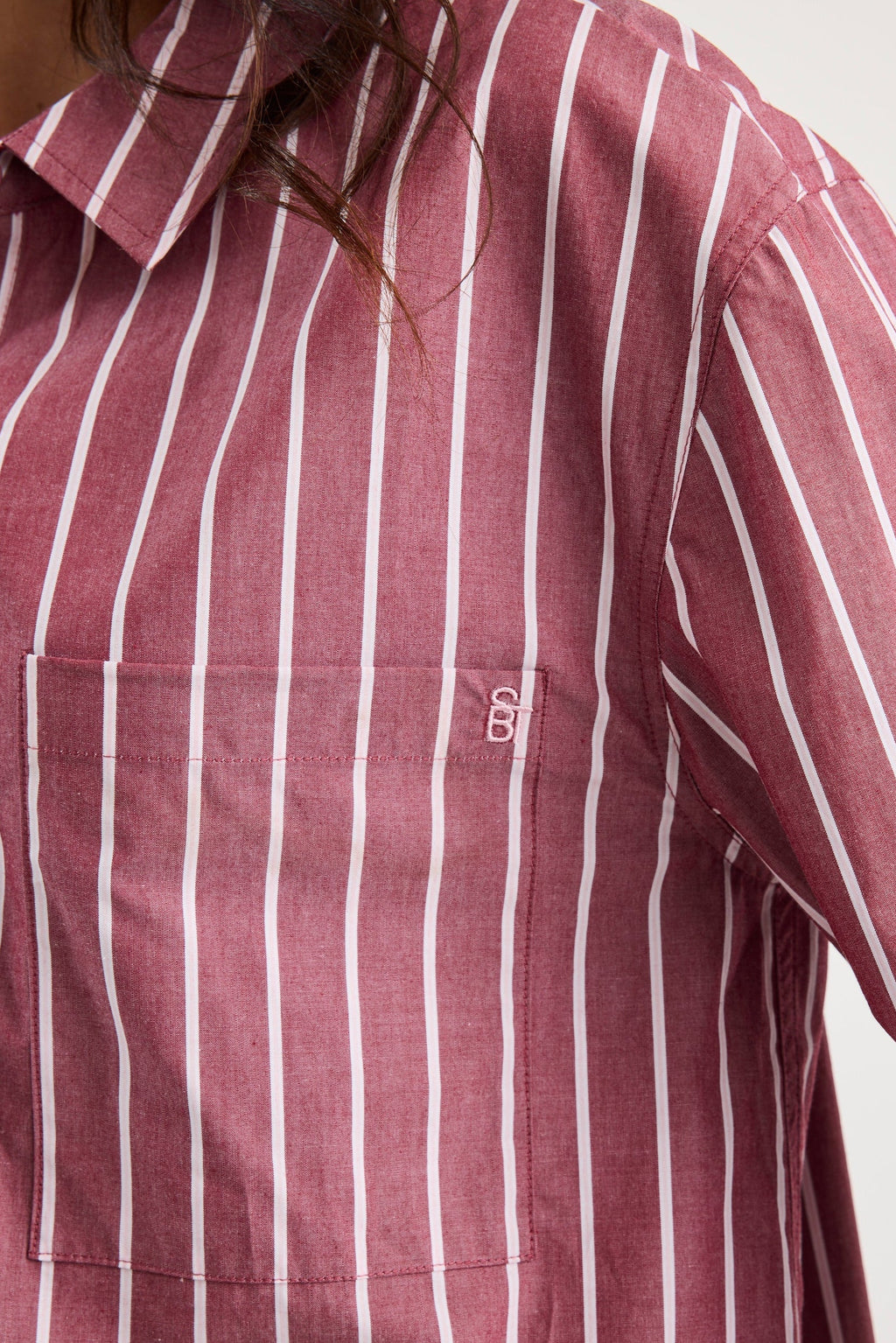 Mason | Relaxed Burgundy Stripe Oversized Shirt