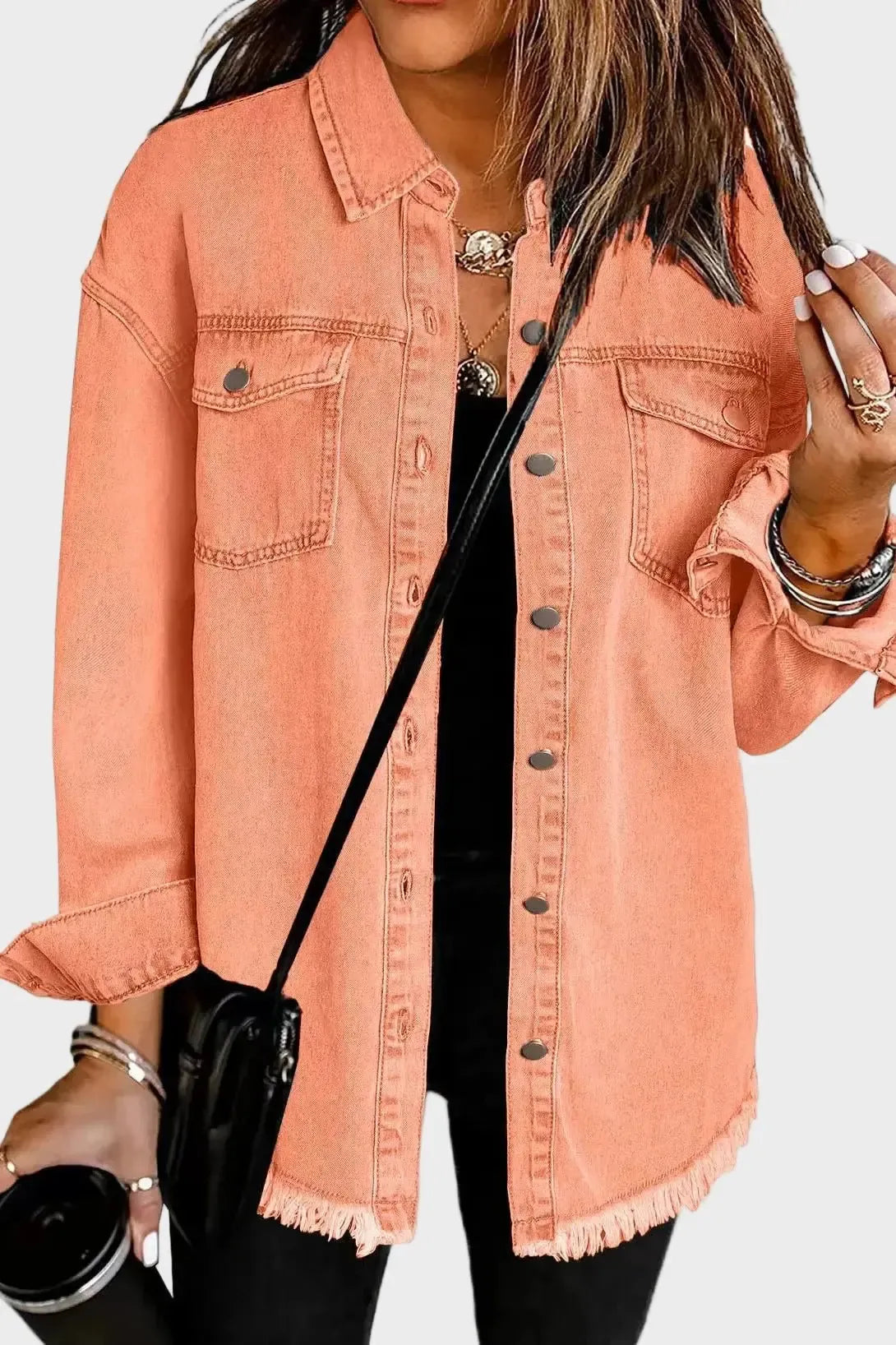 Mason | Relaxed Denim Shirt Jacket with Raw Hem Detail