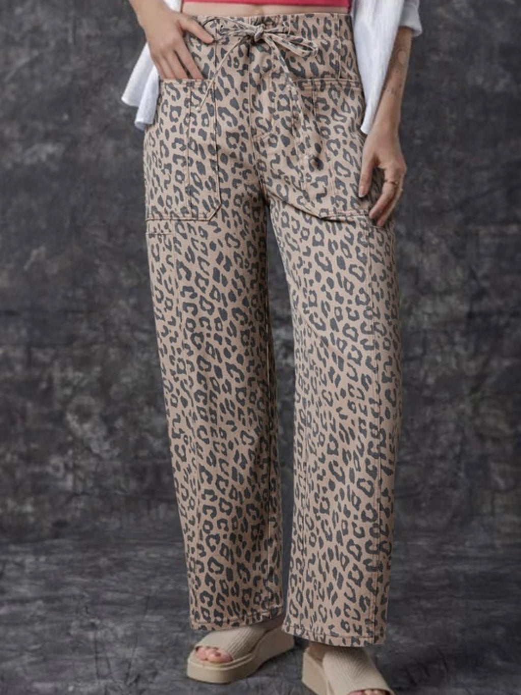 Maya | Flowy Leopard Wide Leg Trousers for Women
