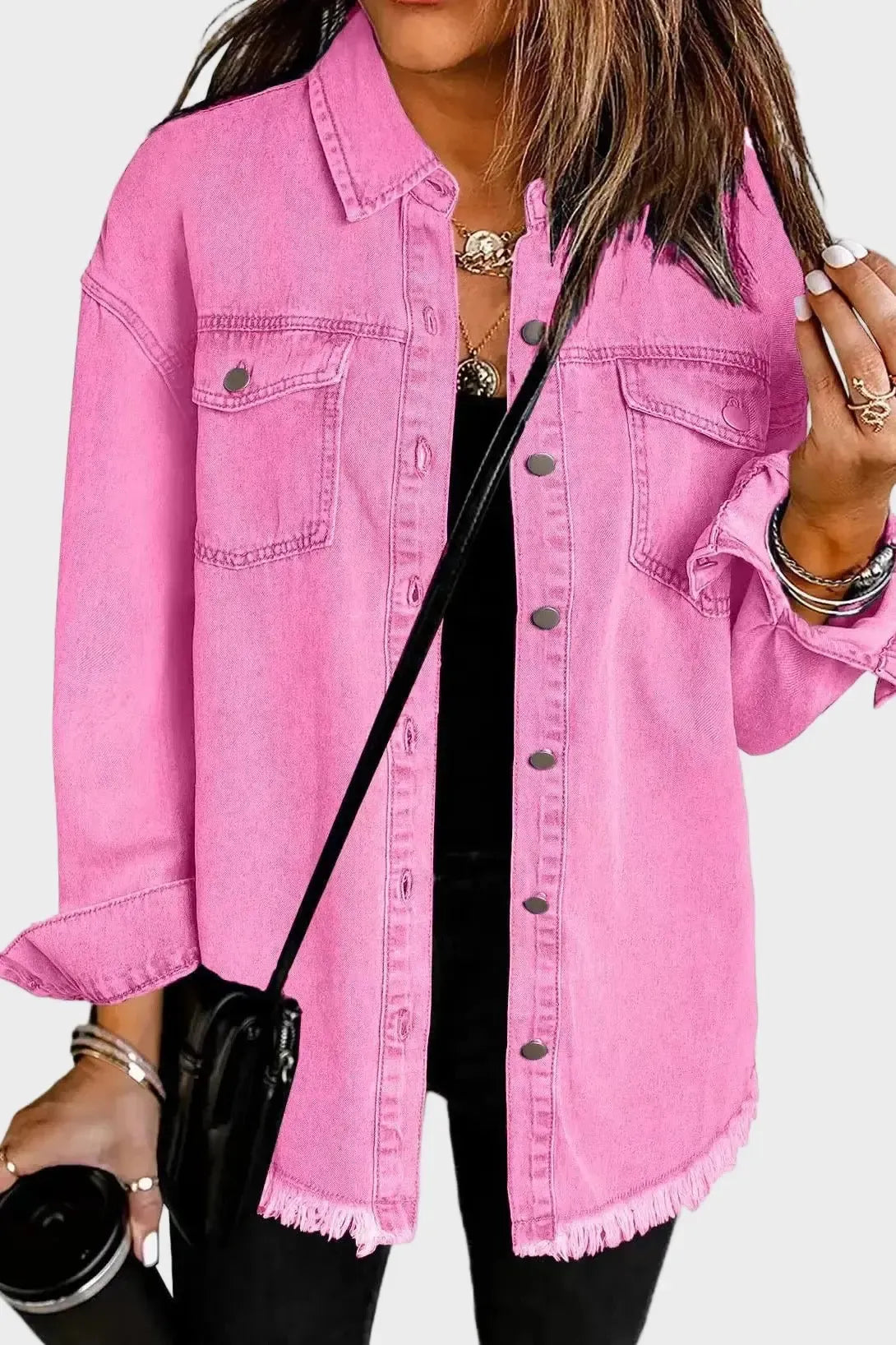 Maya | Relaxed Denim Jacket Women with Raw Hem Detailing