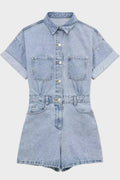 Mia | Classic Short Sleeve Denim Romper