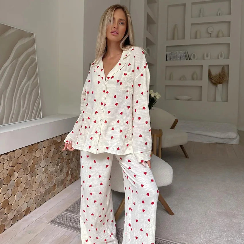 Mia | Cozy Printed Long Sleeve Pajama Set