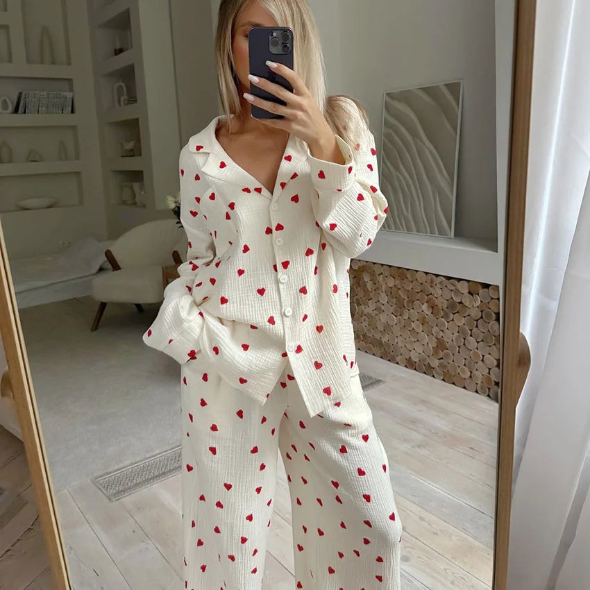 Mia | Cozy Printed Long Sleeve Pajama Set