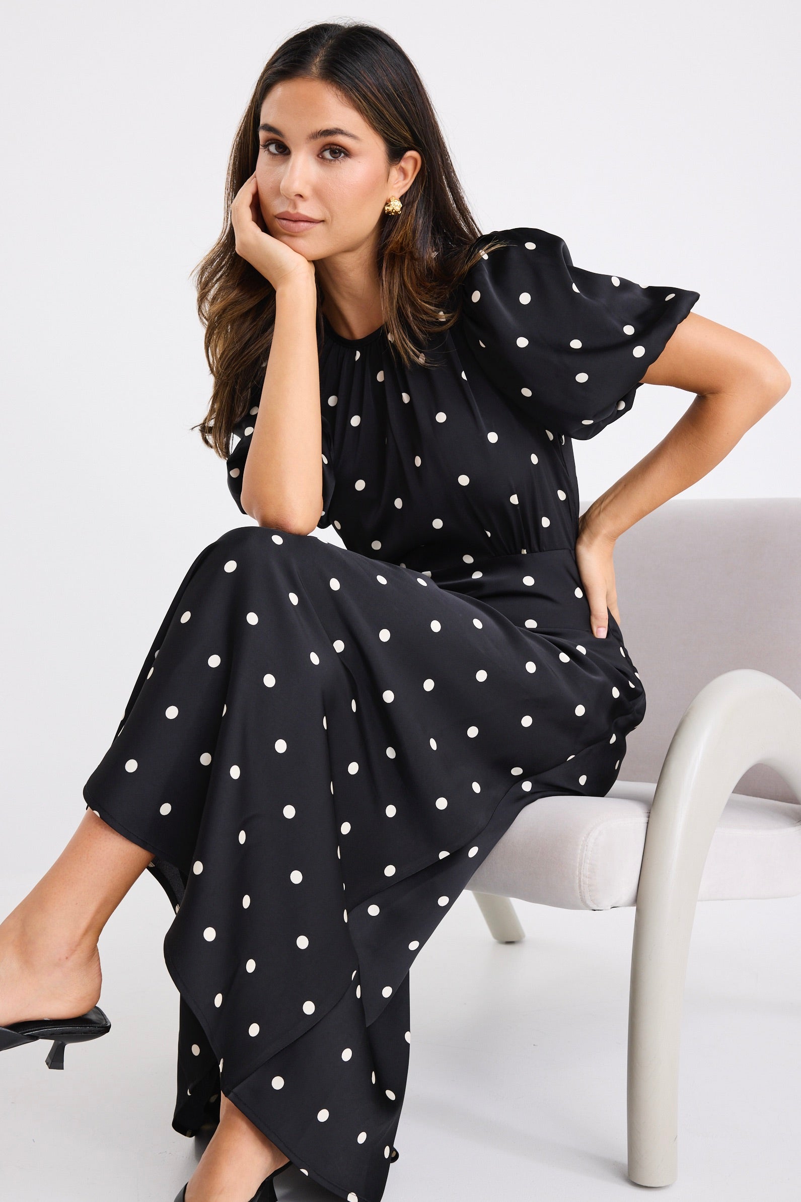 Mia | Elegant Black Maxi Dress With Puff Sleeves