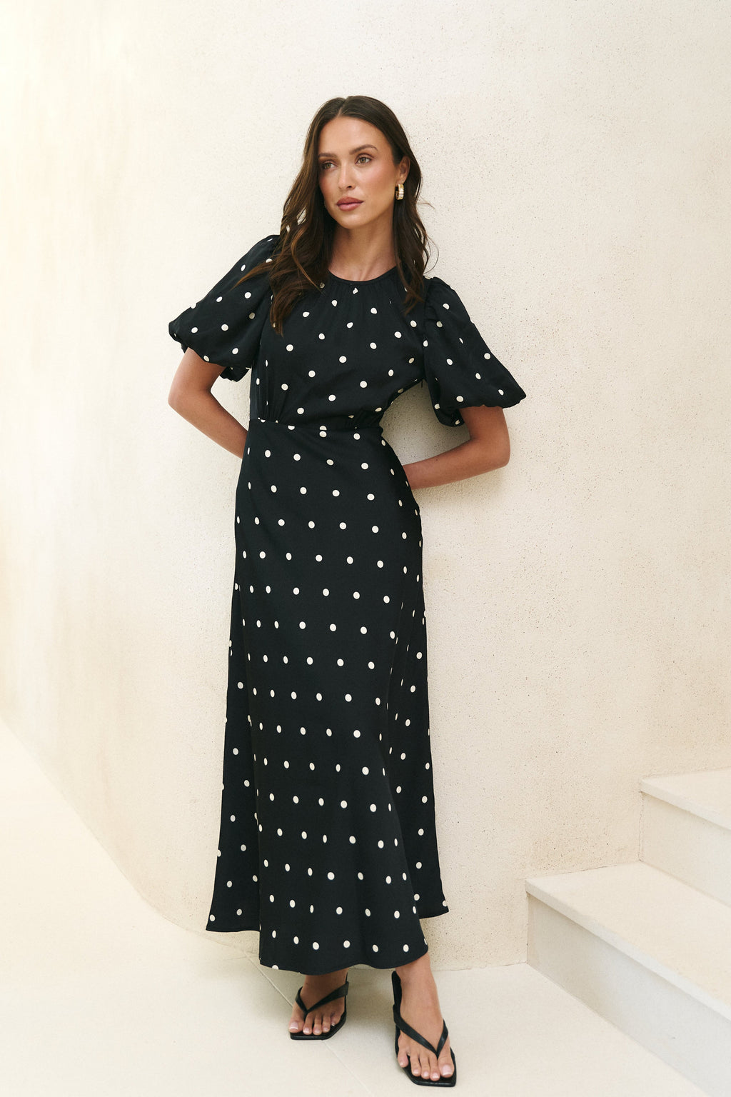 Mia | Elegant Black Maxi Dress With Puff Sleeves