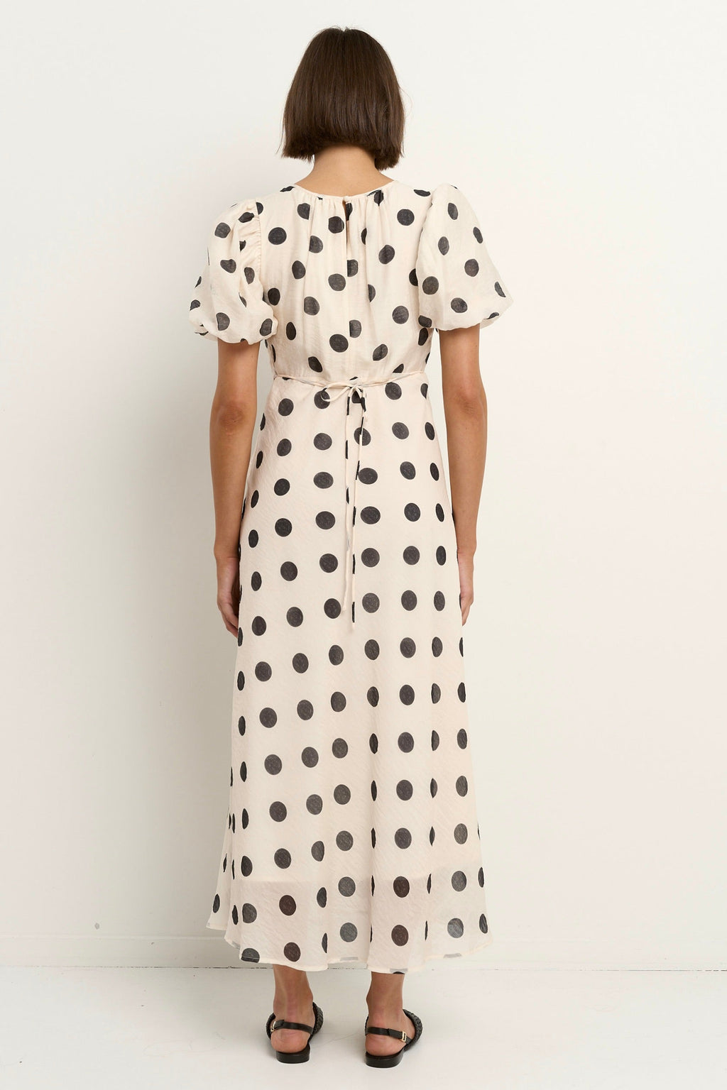 Mia | Elegant Cream Polka Dot Maxi Dress
