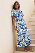 Mia | Elegant Floral Puff Sleeve Maxi Dress