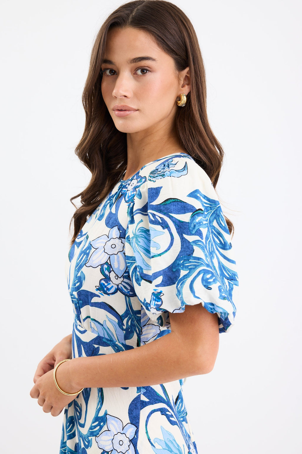Mia | Elegant Floral Puff Sleeve Maxi Dress