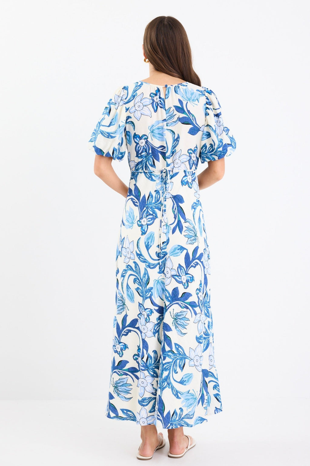 Mia | Elegant Floral Puff Sleeve Maxi Dress