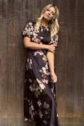 Mia | Elegant Floral Satin Maxi Dress