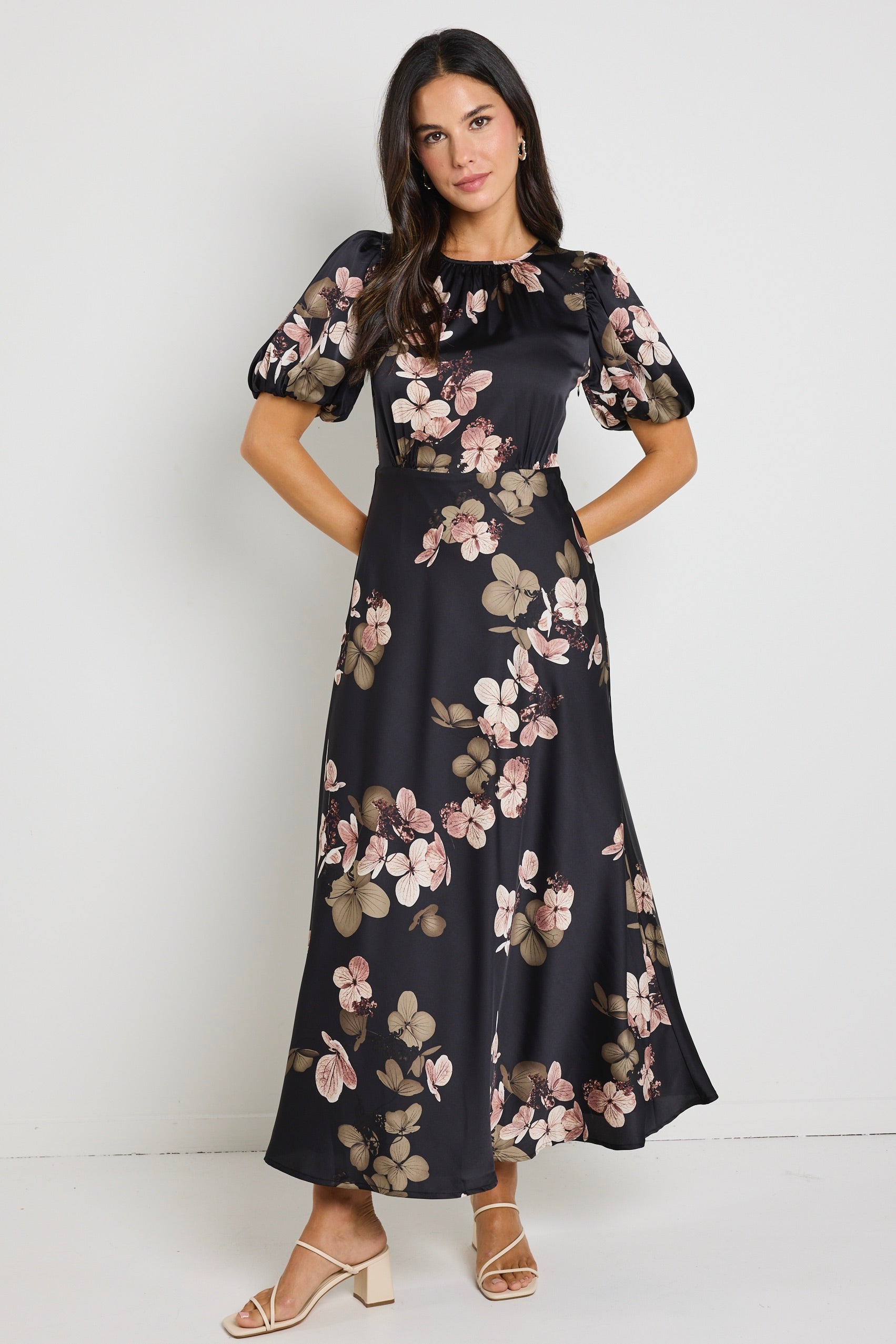 Mia | Elegant Floral Satin Maxi Dress