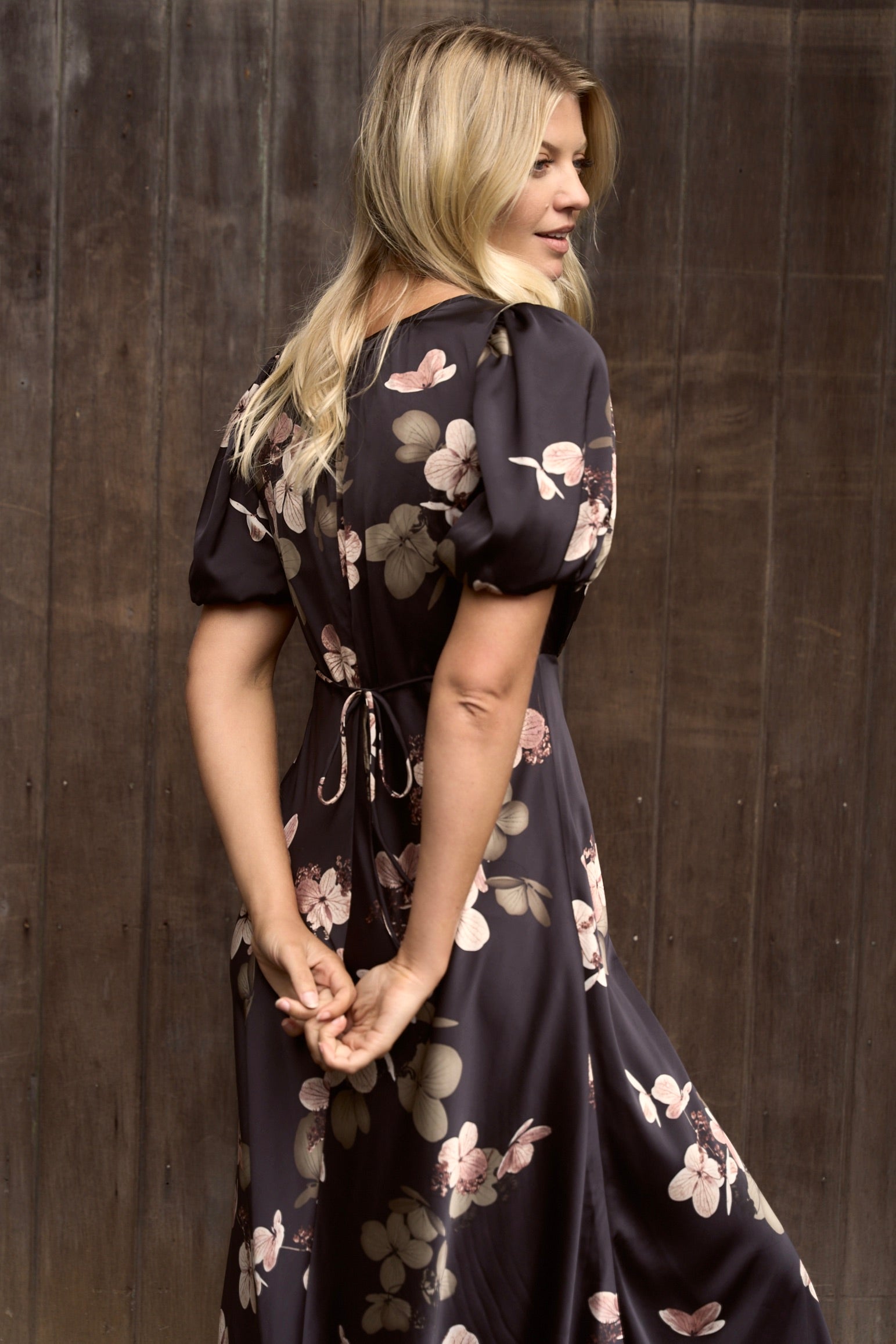 Mia | Elegant Floral Satin Maxi Dress