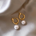 Elegant Gold Pearl Earrings