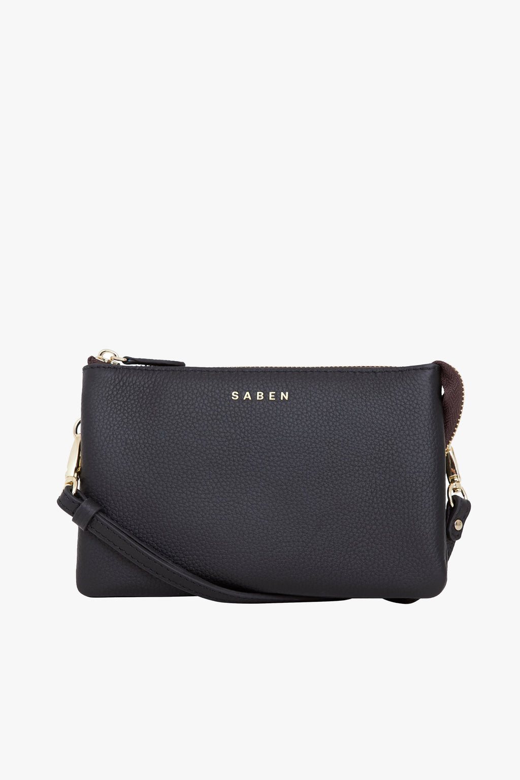 Mia | Elegant Multi Pocket Black Leather Crossbody Clutch